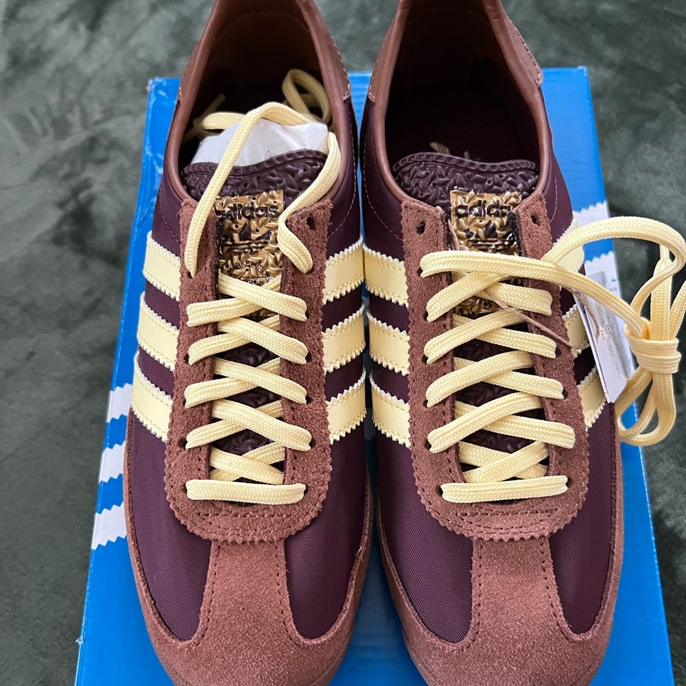 Adidas Maroon and Yellow Sneakers